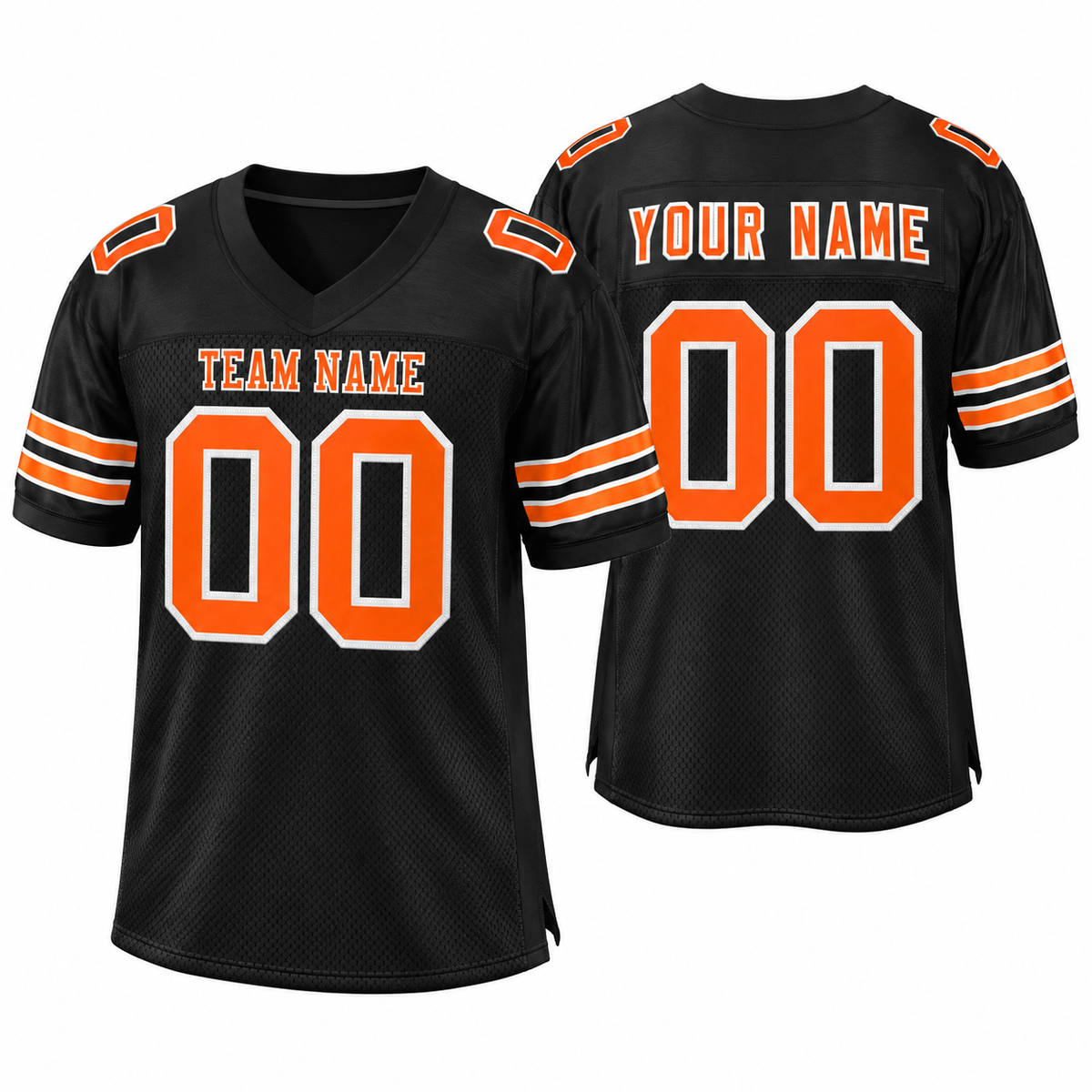 Custom Black Orange-White Classic Style Mesh Athletic Football Jersey