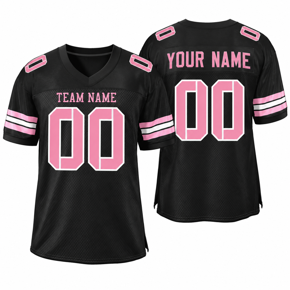 Custom Black Pink-White Classic Style Mesh Athletic Football Jersey