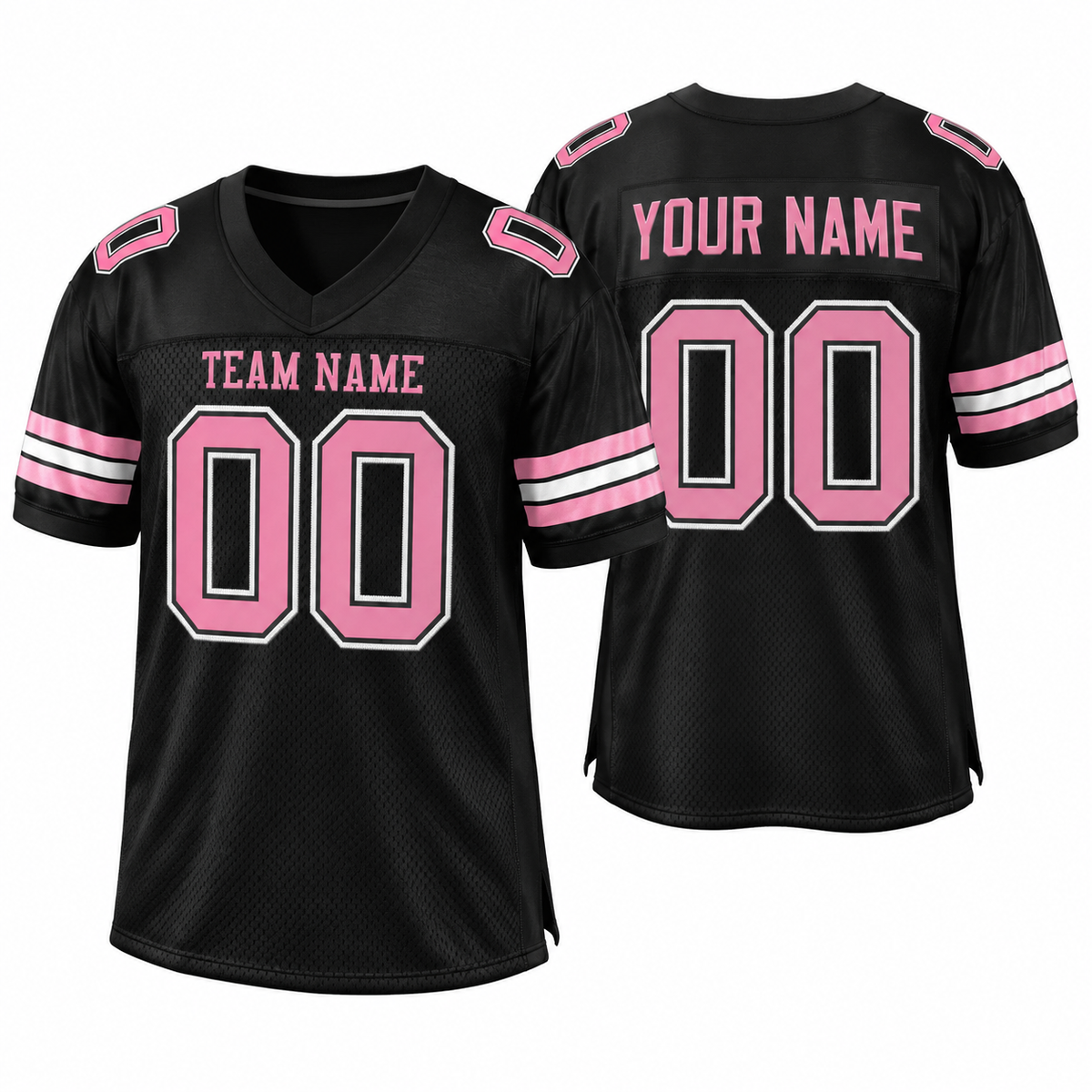 Custom Black Pink-White Classic Style Mesh Athletic Football Jersey