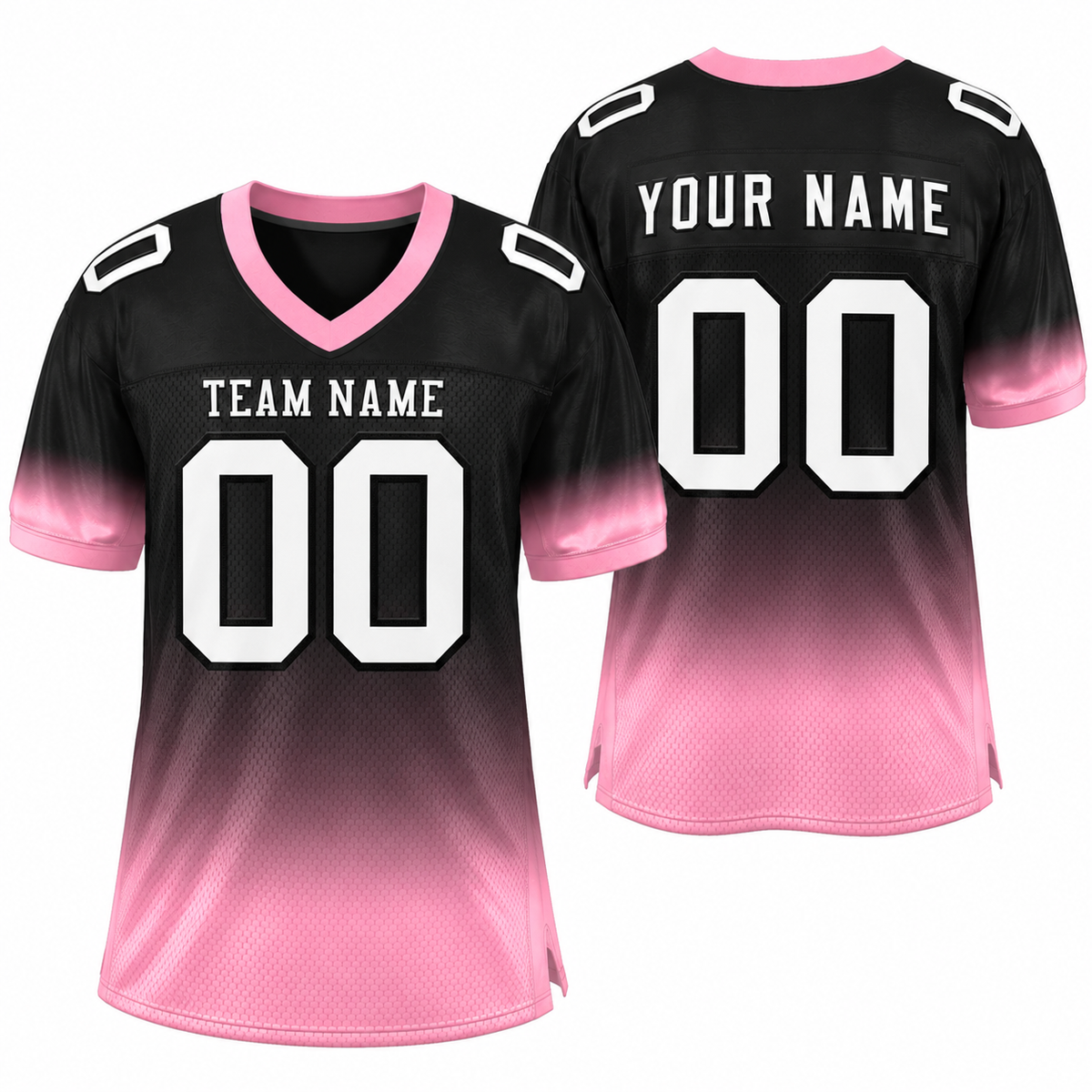 Custom Black Pink-White Gradient Fashion Personalized Team Football Jersey
