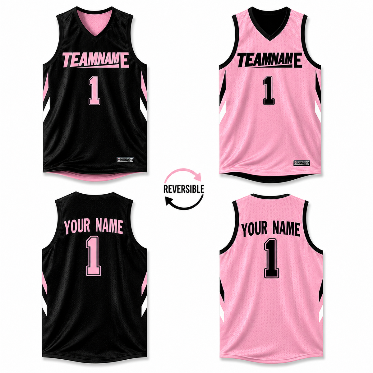 Custom Black Pink Double Side Tops Athletic Basketball Jersey