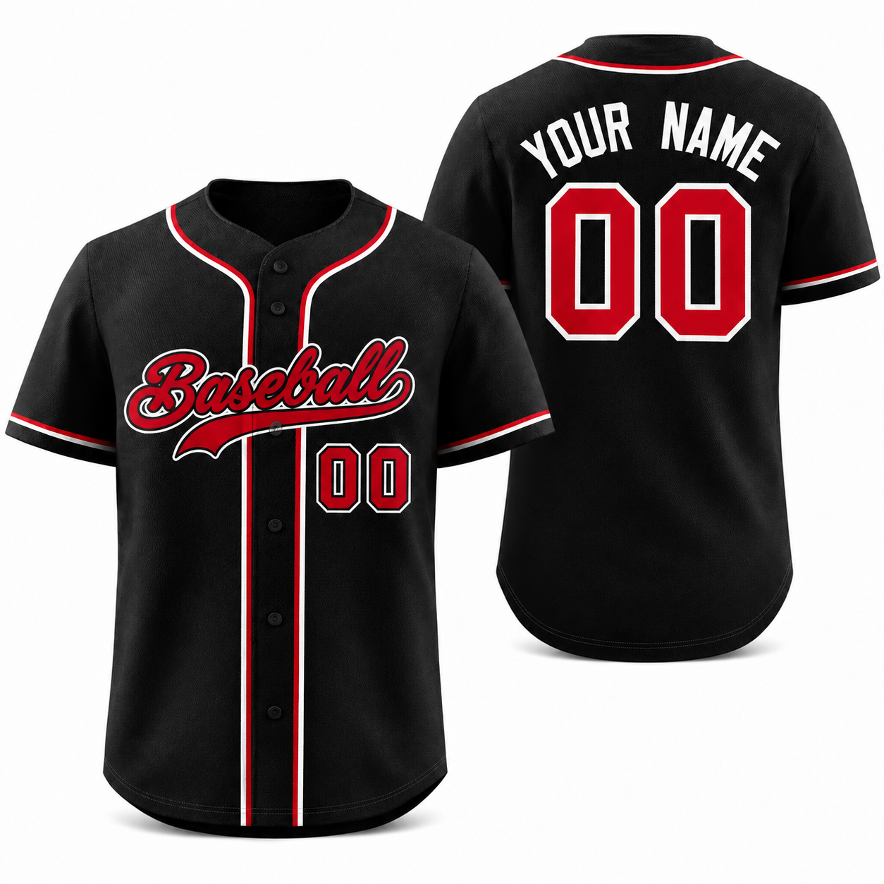 Custom Black Red-White Classic Style Athletic Baseball Jersey