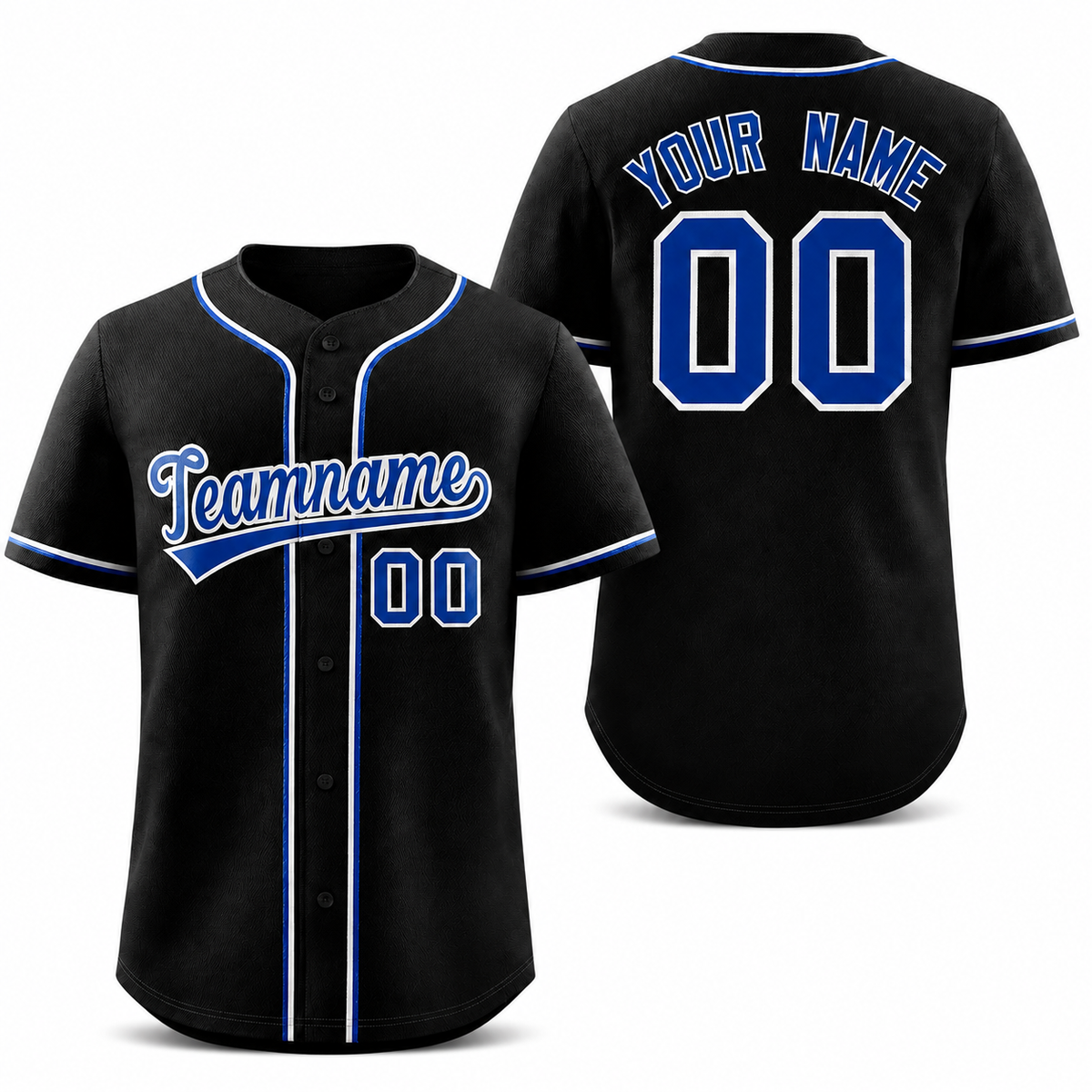 Custom Black Royal-White Classic Style Athletic Baseball Jersey