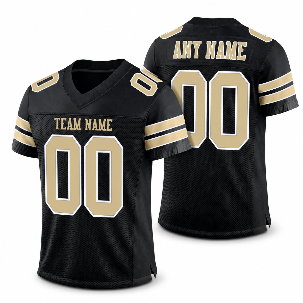 Custom Black Vegas Gold-White Classic Style Mesh Athletic Football Jersey