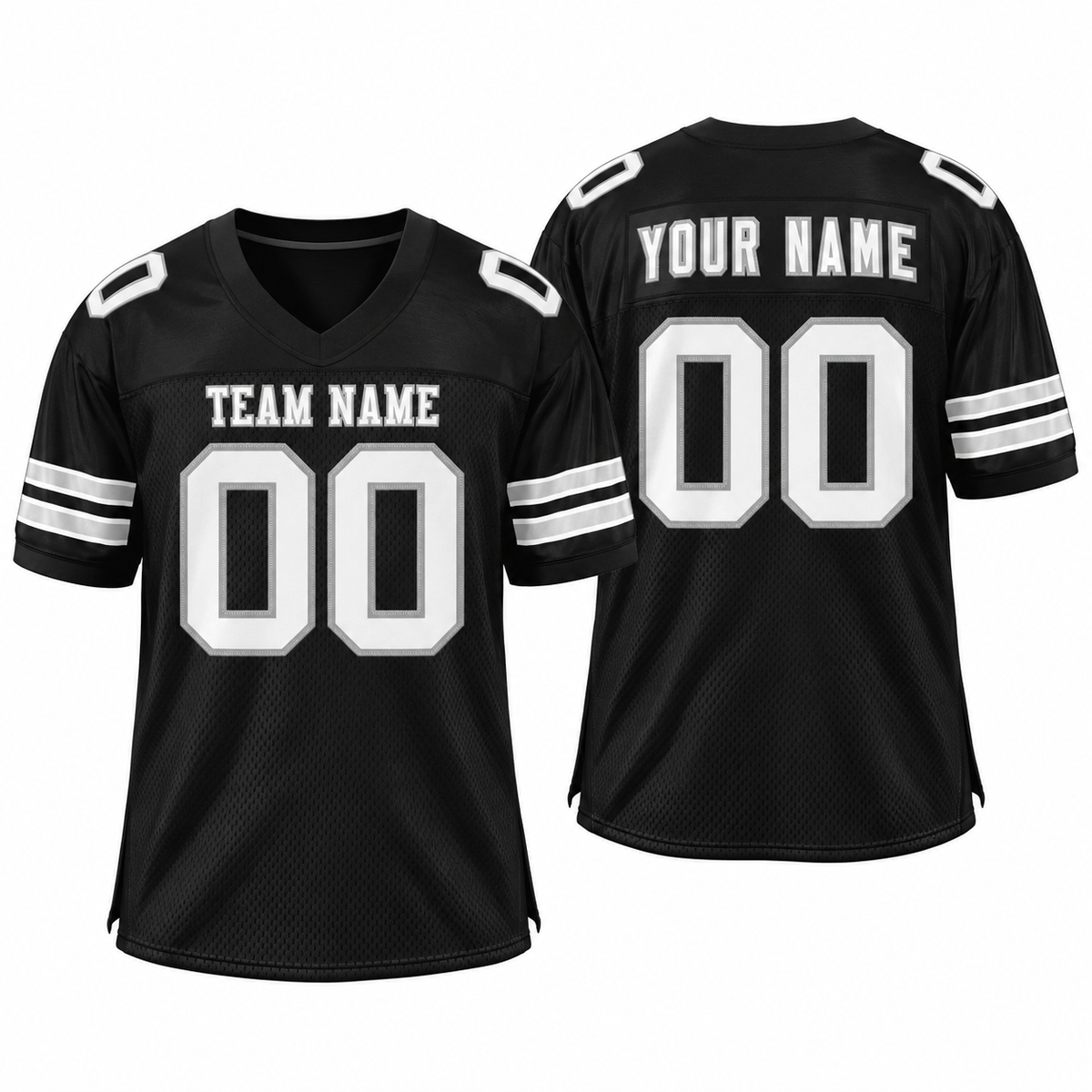 Custom Black White-Gray Classic Style Mesh Athletic Football Jersey