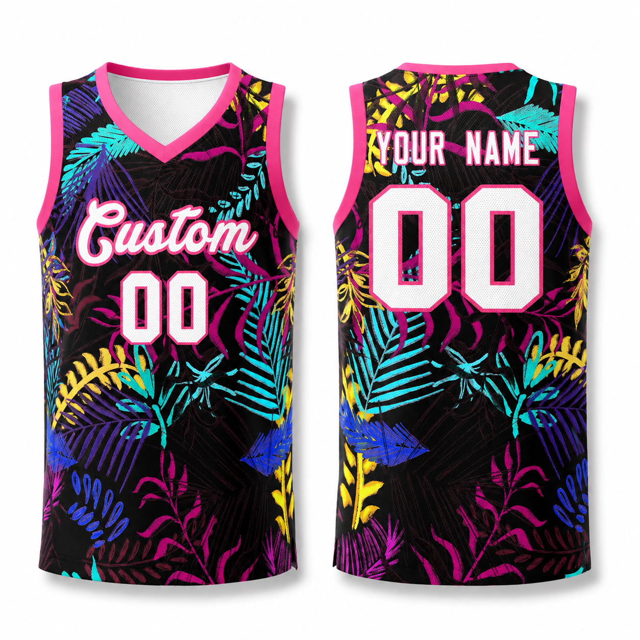 Custom Black White-Pink Graffiti Pattern Tops Mesh Basketball Jersey