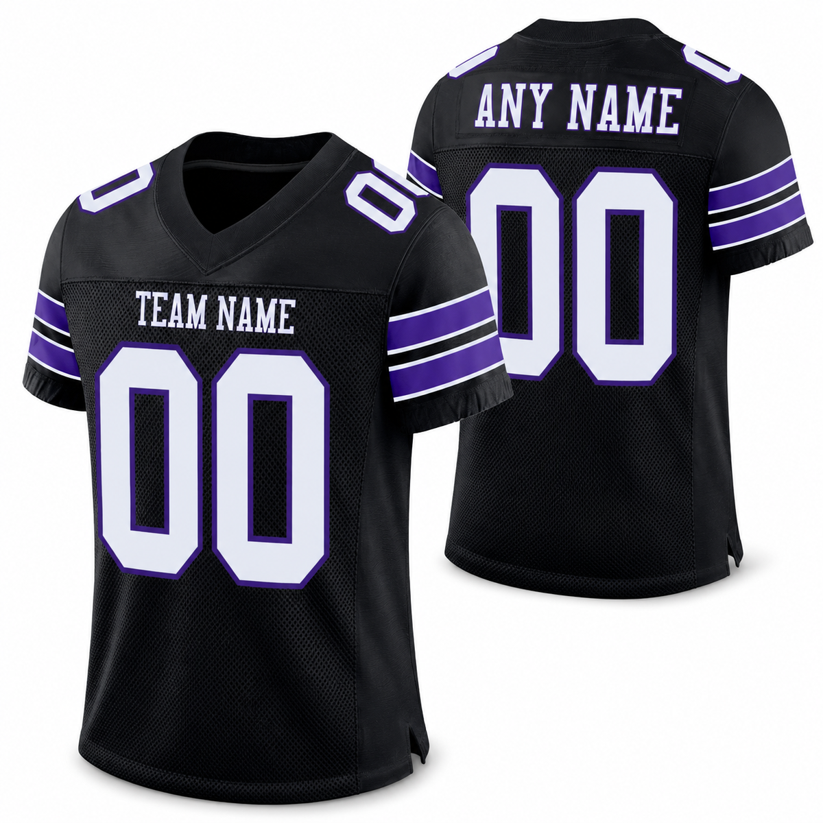 Custom Black White-Purple Classic Style Mesh Athletic Football Jersey