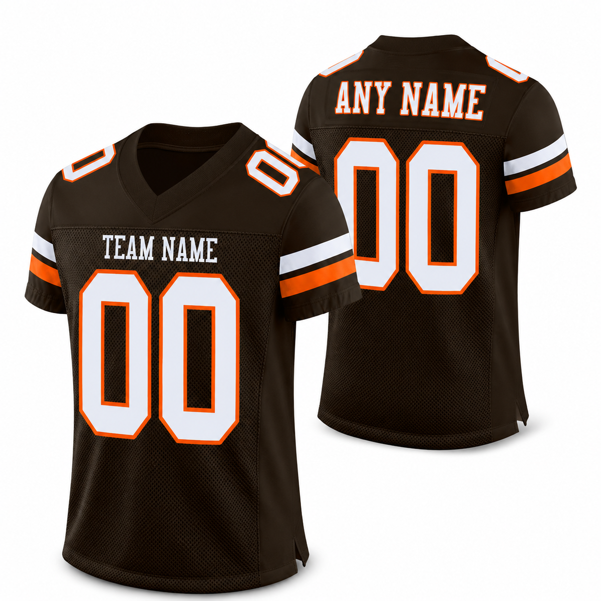 Custom Brown White-Orange Classic Style Mesh Athletic Football Jersey
