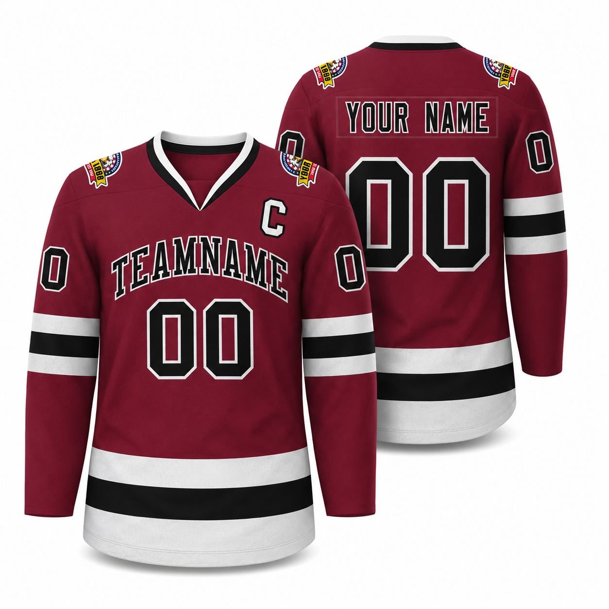 Custom Crimson Black-White Classic Style Hockey Jersey