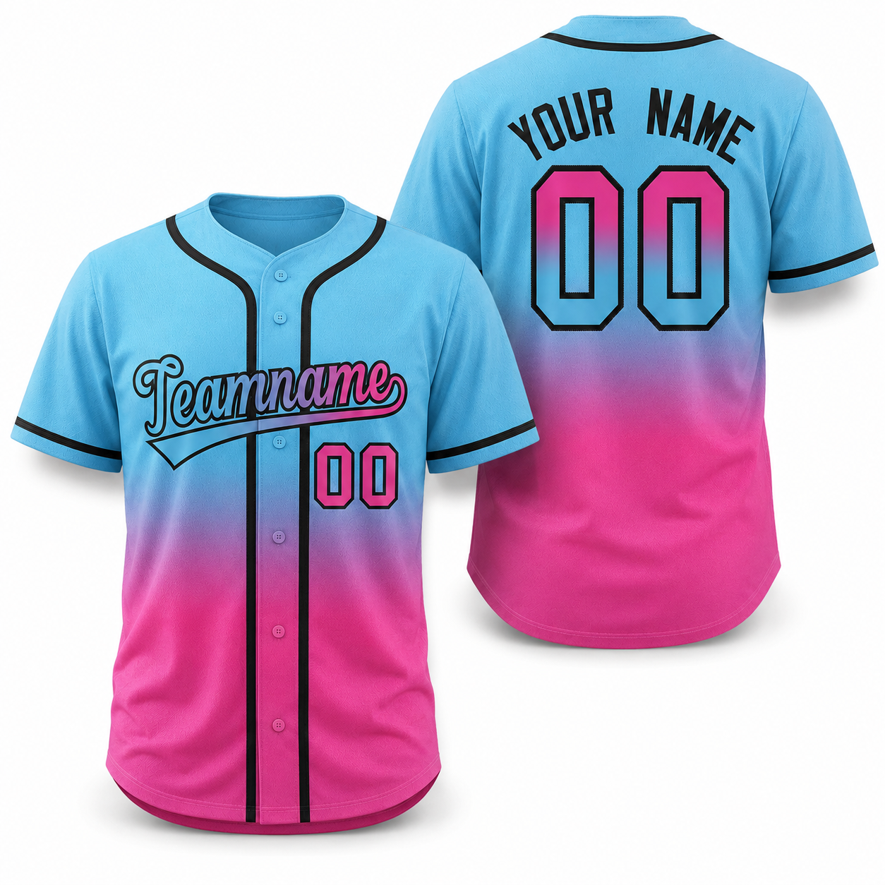 Custom Gradient Fashion Full Button Down Shirts Baseball Jersey
