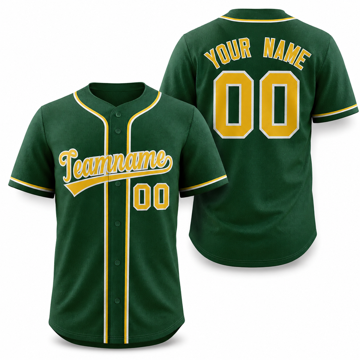 Custom Green Gold-White Classic Style Athletic Baseball Jersey