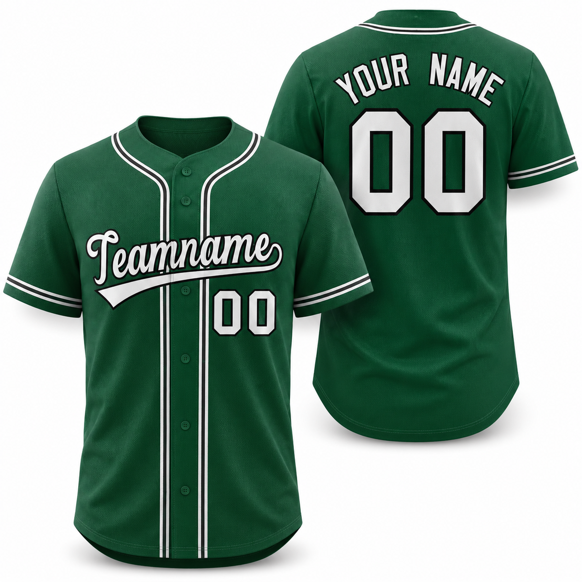 Custom Green White-Black Classic Style Athletic Baseball Jersey