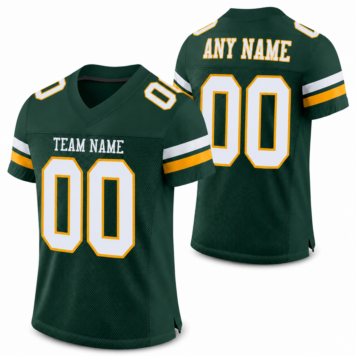 Custom Green White-Gold Classic Style Mesh Athletic Football Jersey