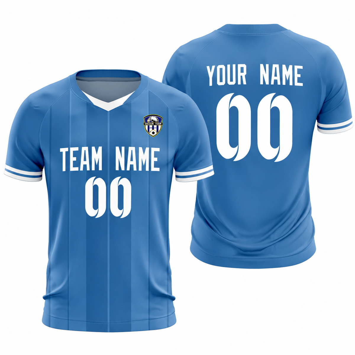 Custom Light Blue Classic Striped Personalized Soccer Tops/Sets Jersey