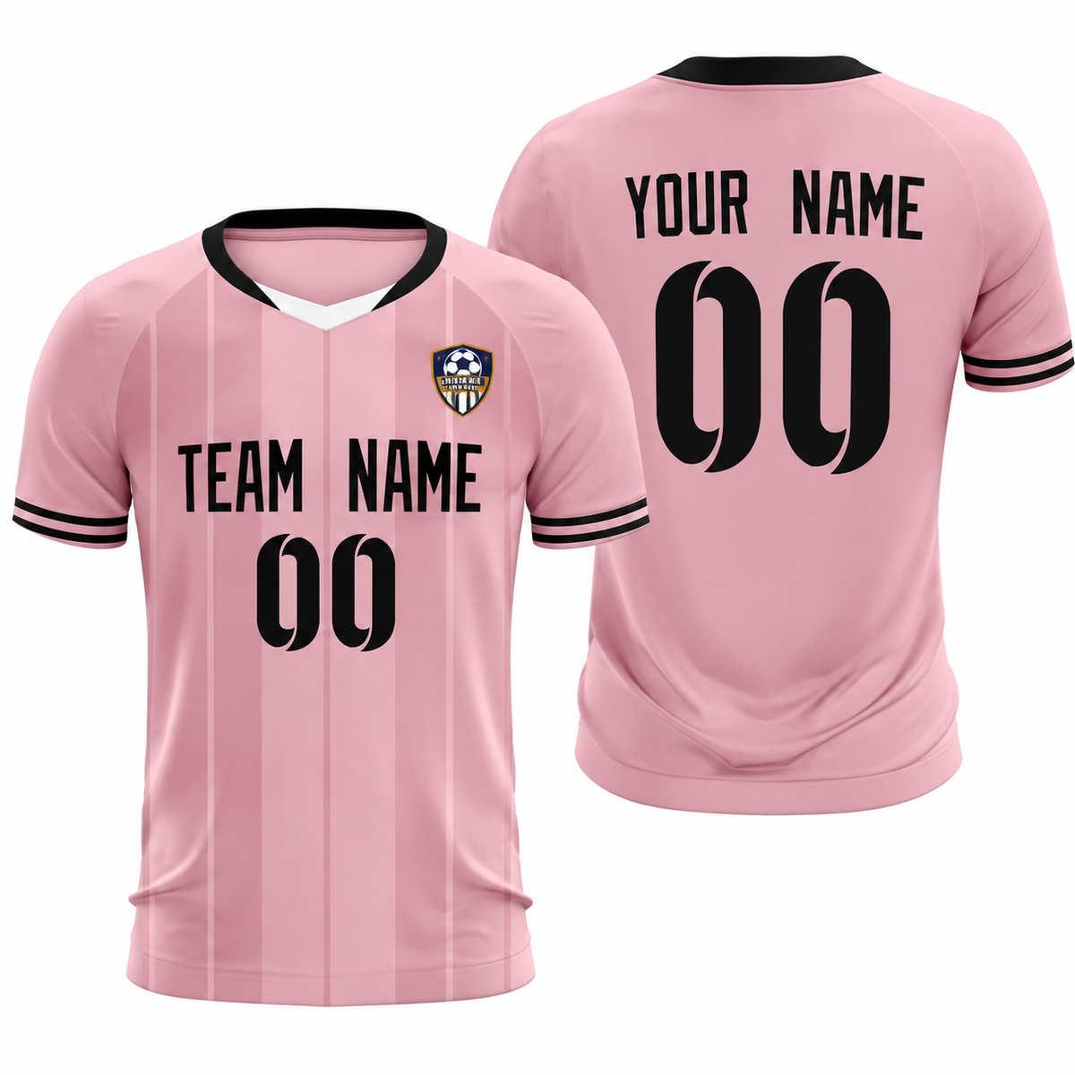 Custom Light Pink Classic Striped Personalized Soccer Tops/Sets Jersey