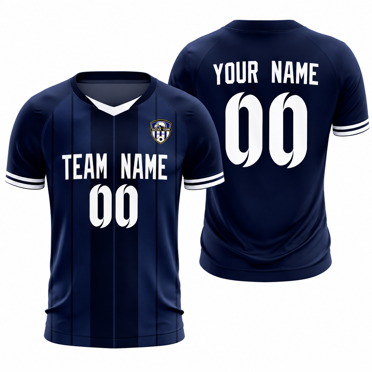 Custom Navy Classic Striped Personalized Soccer Tops/Sets Jersey