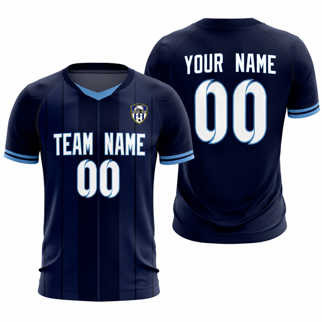 Custom Navy Classic Striped Personalized Soccer Tops/Sets Jersey