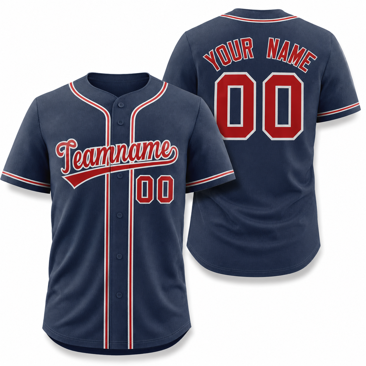 Custom Navy Red-White Classic Style Athletic Baseball Jersey