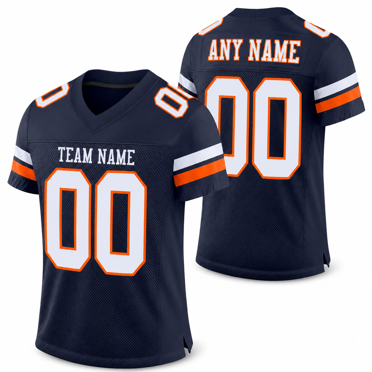 Custom Navy White-Orange Classic Style Mesh Athletic Football Jersey