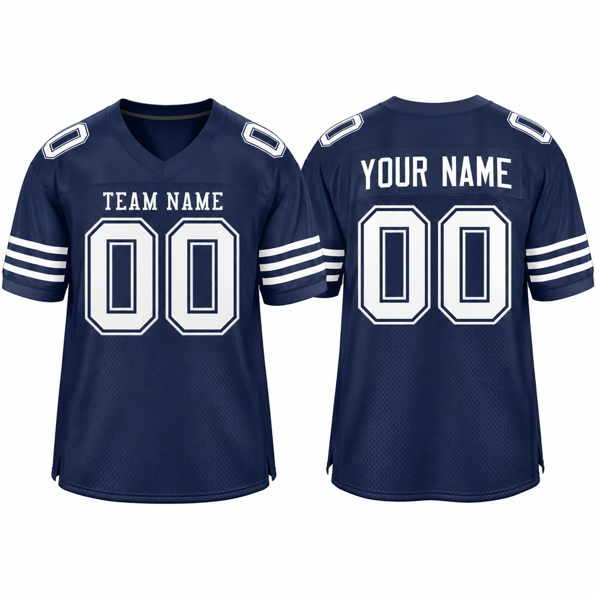 Custom Navy White Classic Style Mesh Athletic Football Jersey