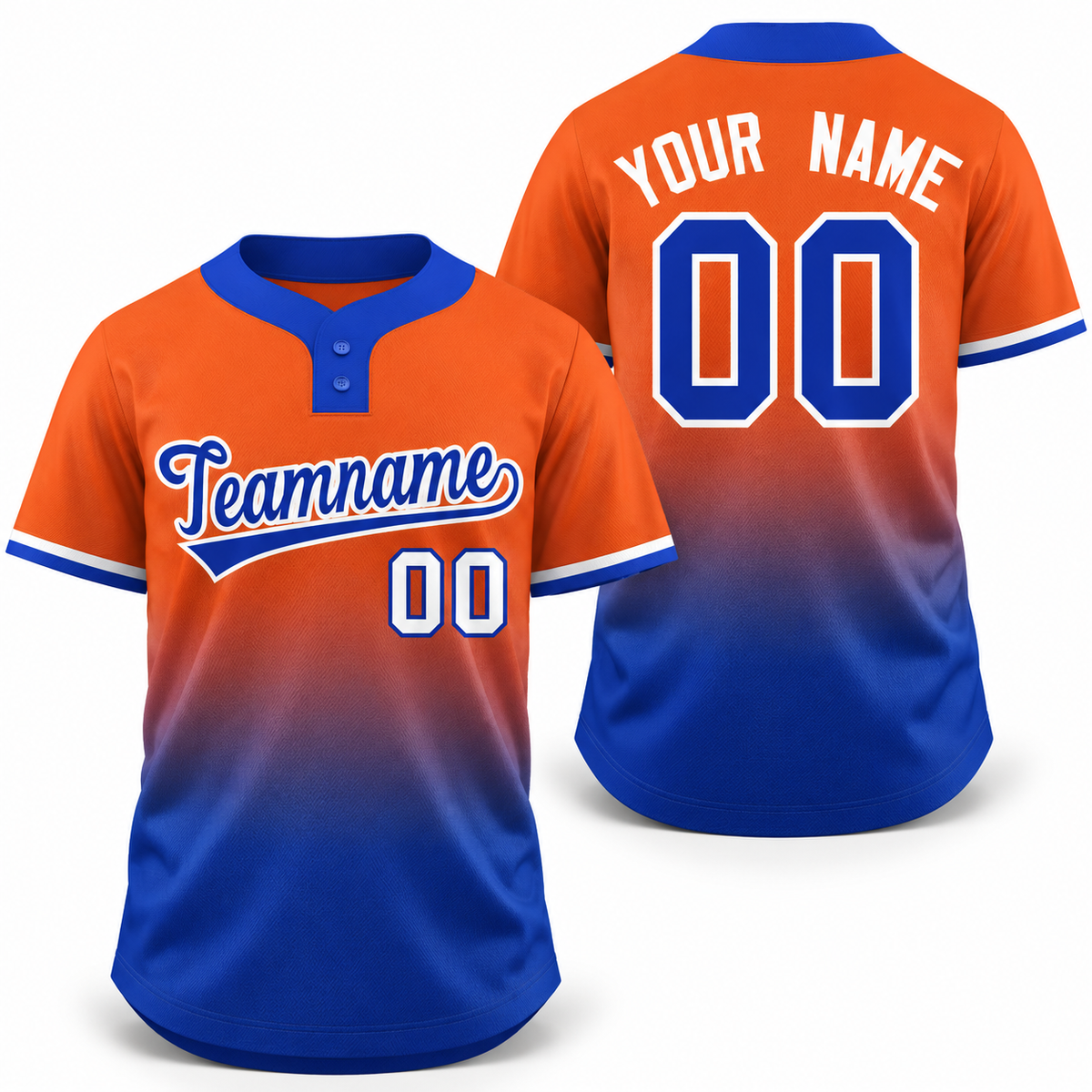 Custom Orange Royal Royal-White Gradient Fashion Athletic Two-Button Softball Jersey