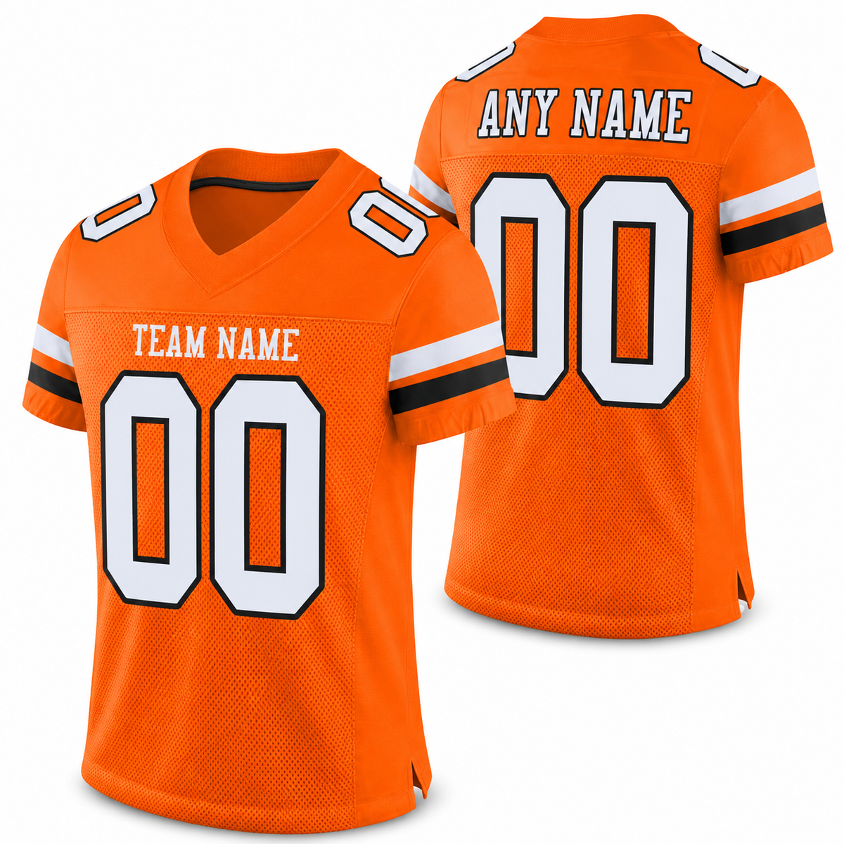 Custom Orange White-Black Classic Style Mesh Athletic Football Jersey