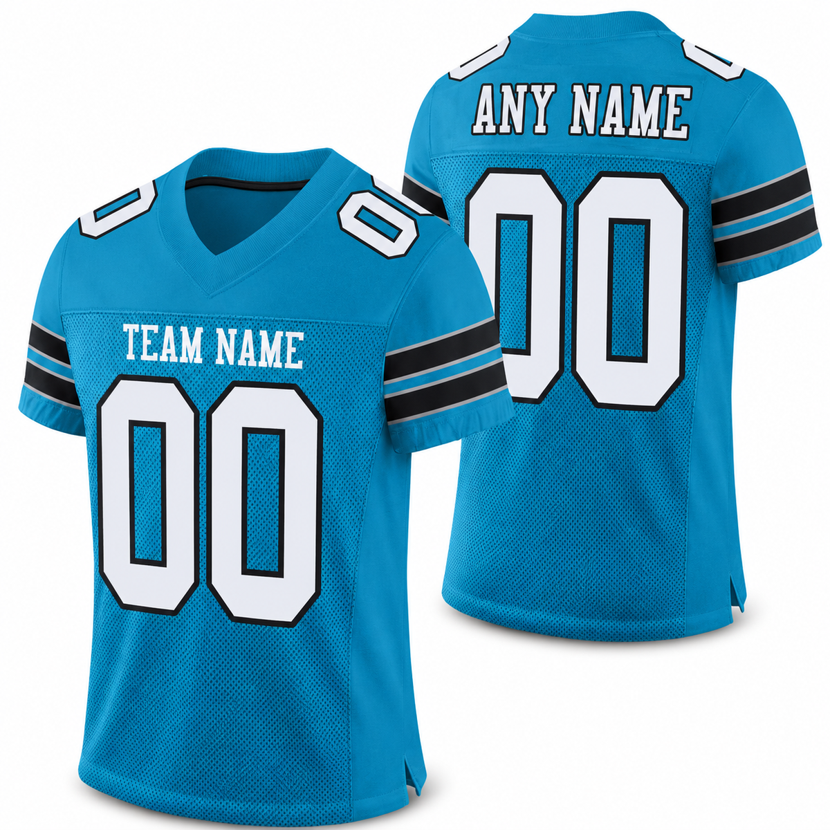 Custom Panther Blue White-Black Classic Style Mesh Athletic Football Jersey