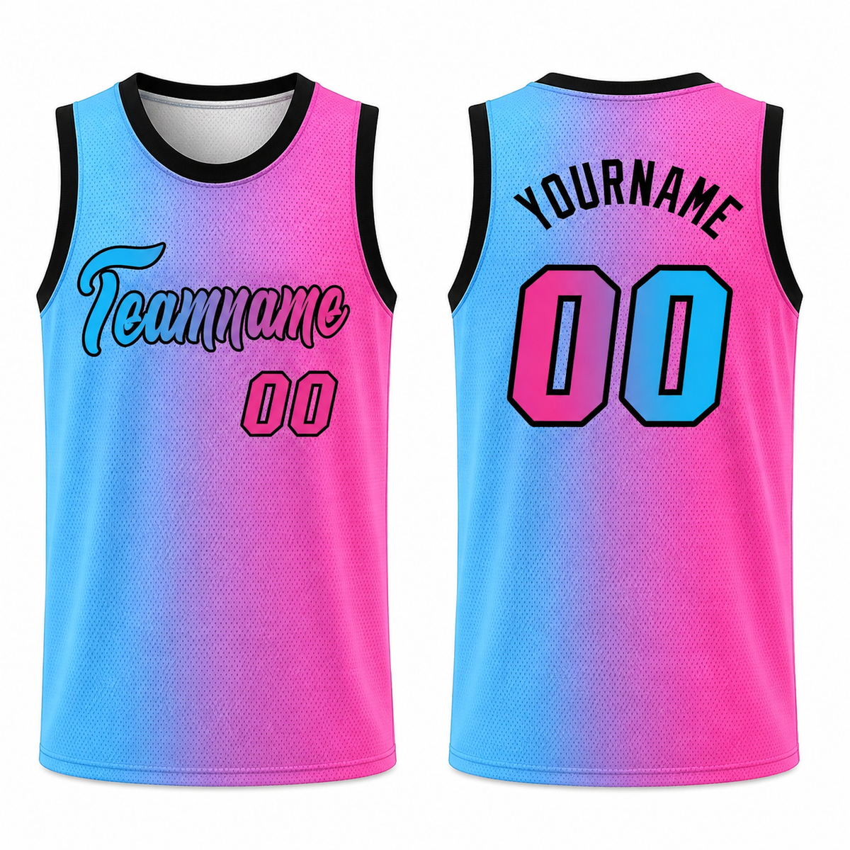 Custom Pink Black-Light Blue Gradient Fashion Tops Basketball Jersey