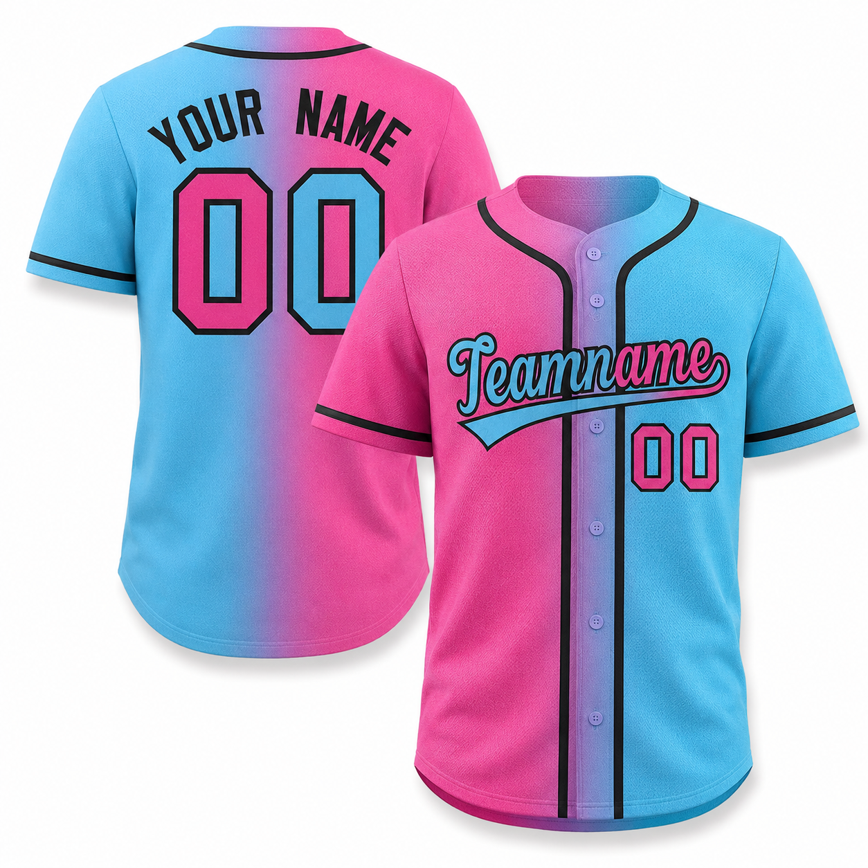 Custom Gradient Fashion Full Button Down Shirts Baseball Jersey