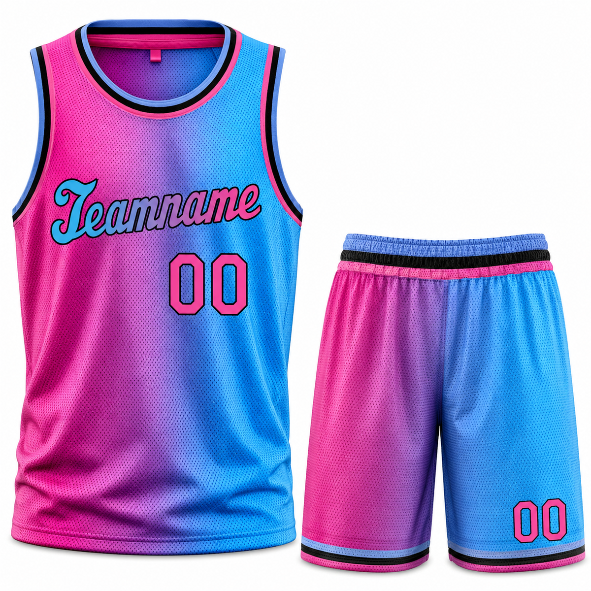 Custom Pink Blue Gradient Fashion Sets Basketball Jersey