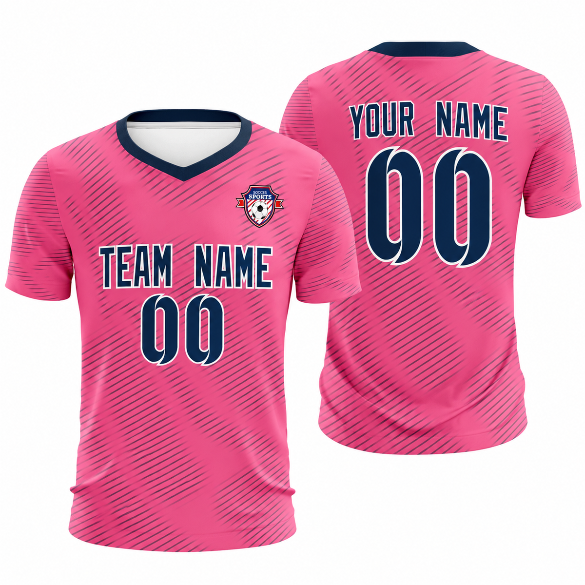 Custom Pink Navy Training Uniform For Men Soccer Sets Jersey