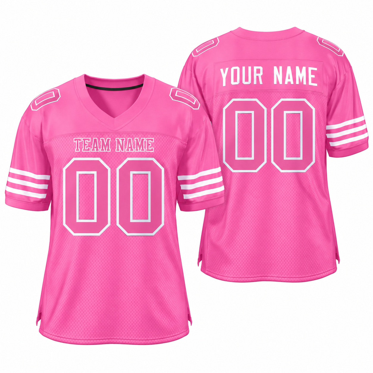 Custom Pink White Classic Style Athletic Football Jersey