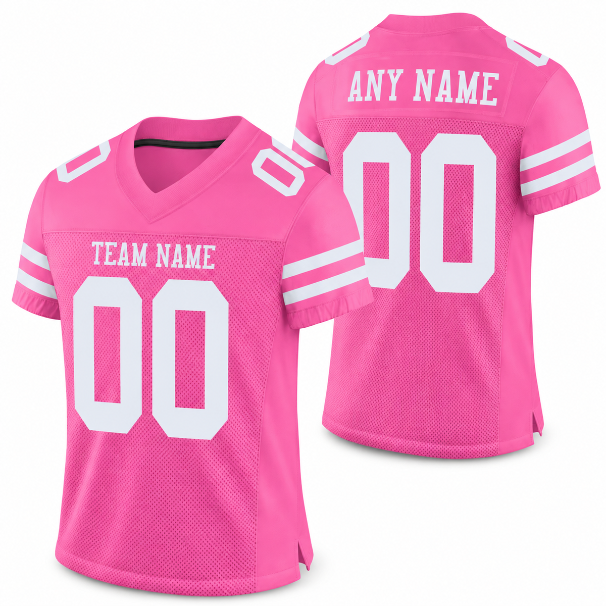 Custom Pink White Classic Style Mesh Athletic Football Jersey