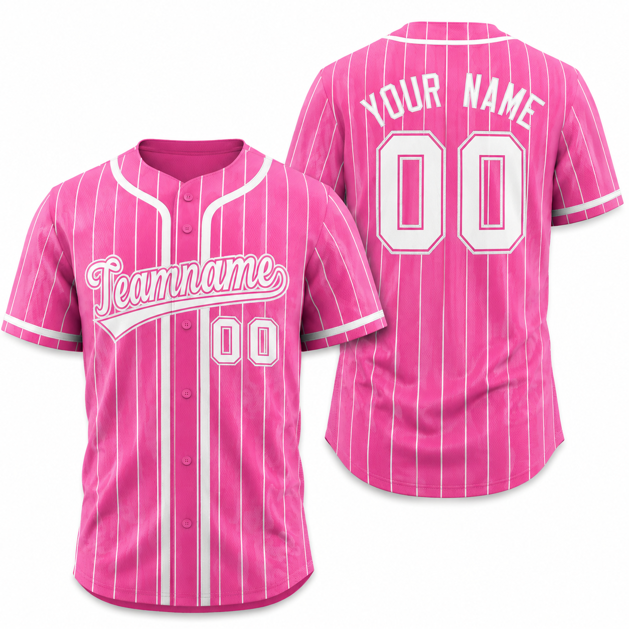 Custom Pink White Stripe Fashion Design Full Button Athletic Baseball Jersey