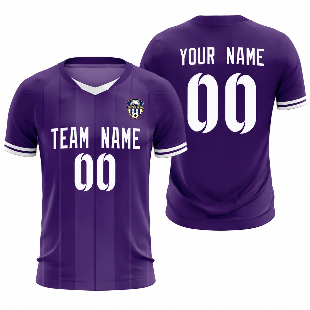 Custom Purple Classic Striped Personalized Soccer Tops/Sets Jersey