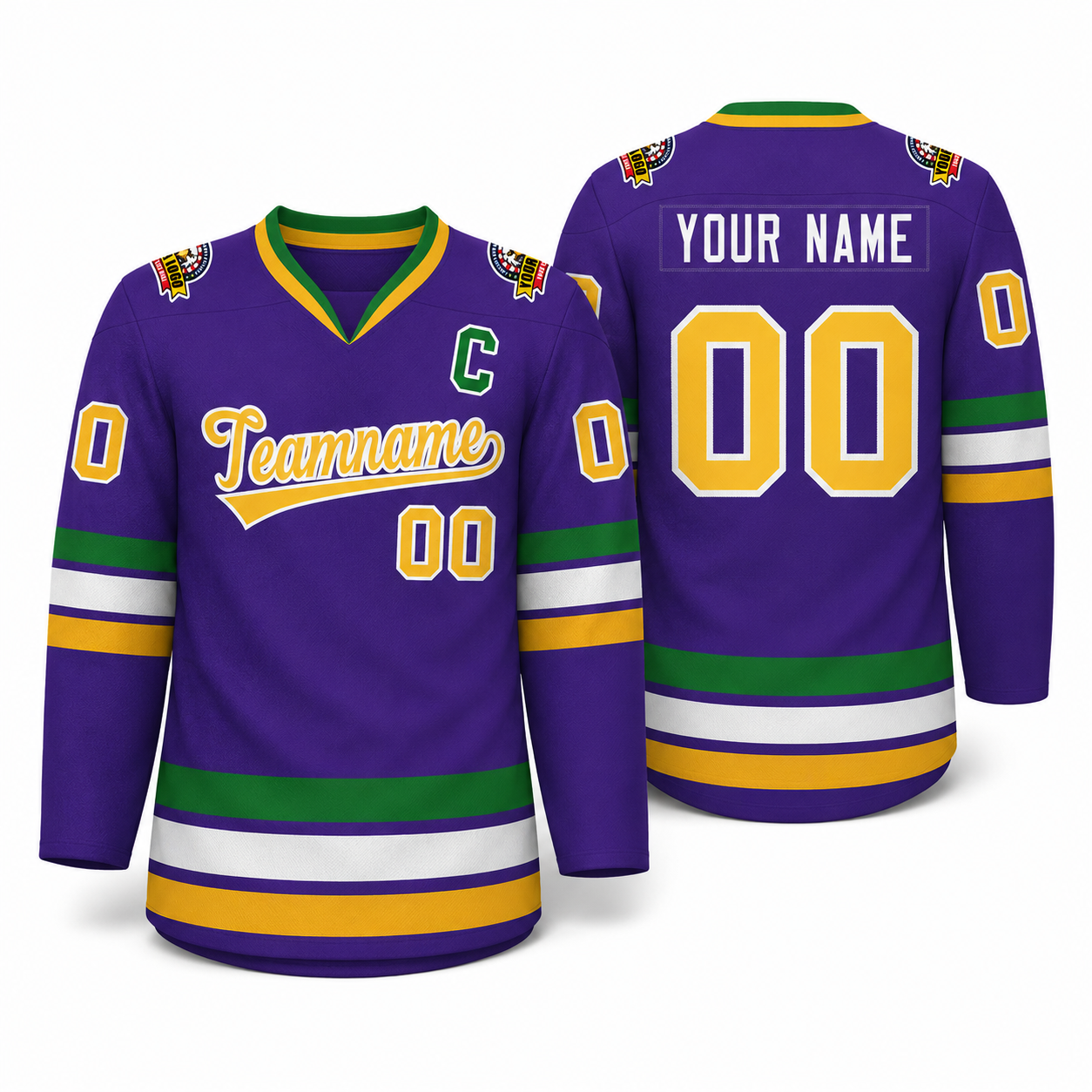 Custom Purple Gold-White Classic Style Hockey Jersey