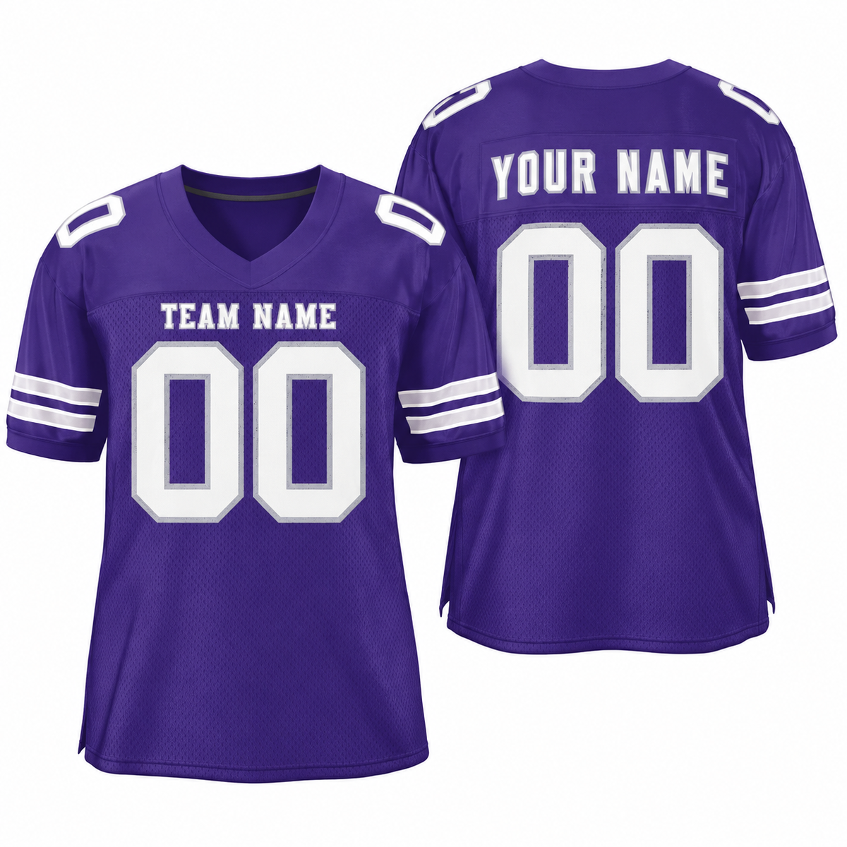Custom Purple White-Silver Classic Style Mesh Athletic Football Jersey
