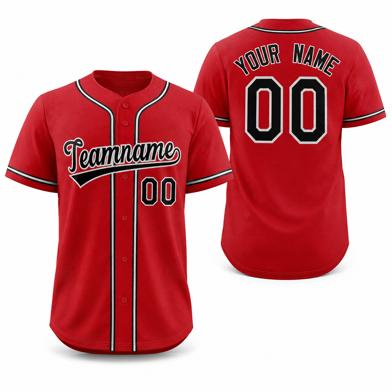 Custom Red Black-White Solider Classic Style Athletic Baseball Jersey