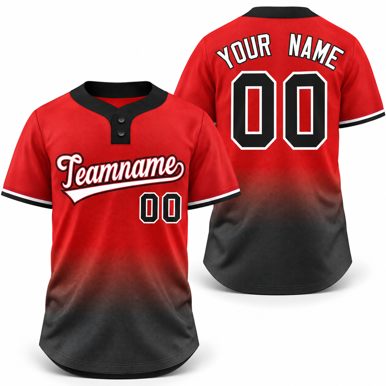 Custom Red Black White-Red Gradient Fashion Athletic Two-Button Softball Jersey