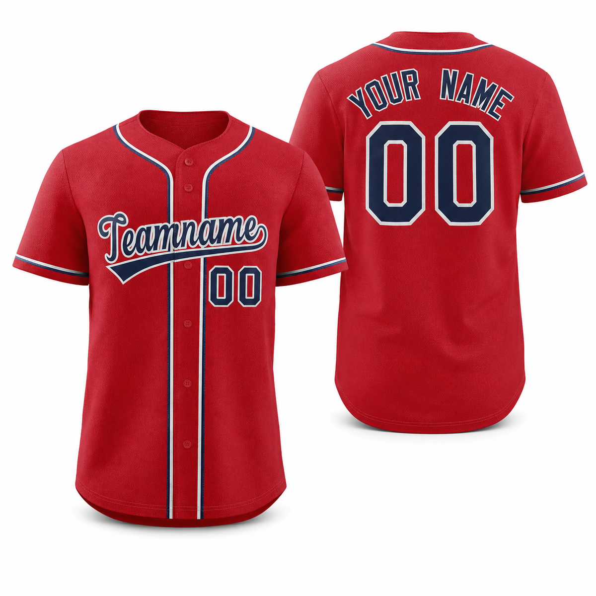 Custom Red Navy-White Classic Style Athletic Baseball Jersey