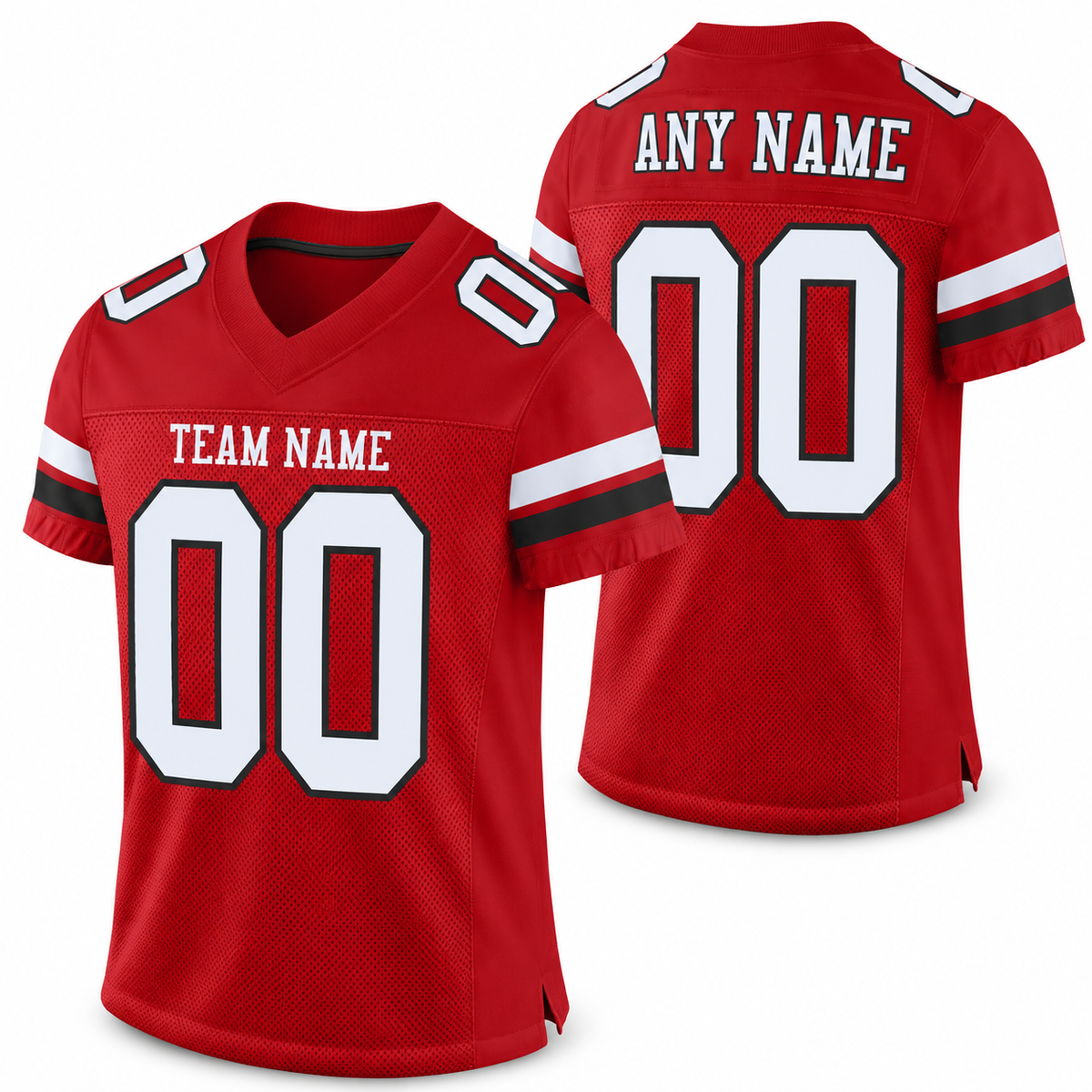 Custom Red White-Black Classic Style Mesh Athletic Football Jersey