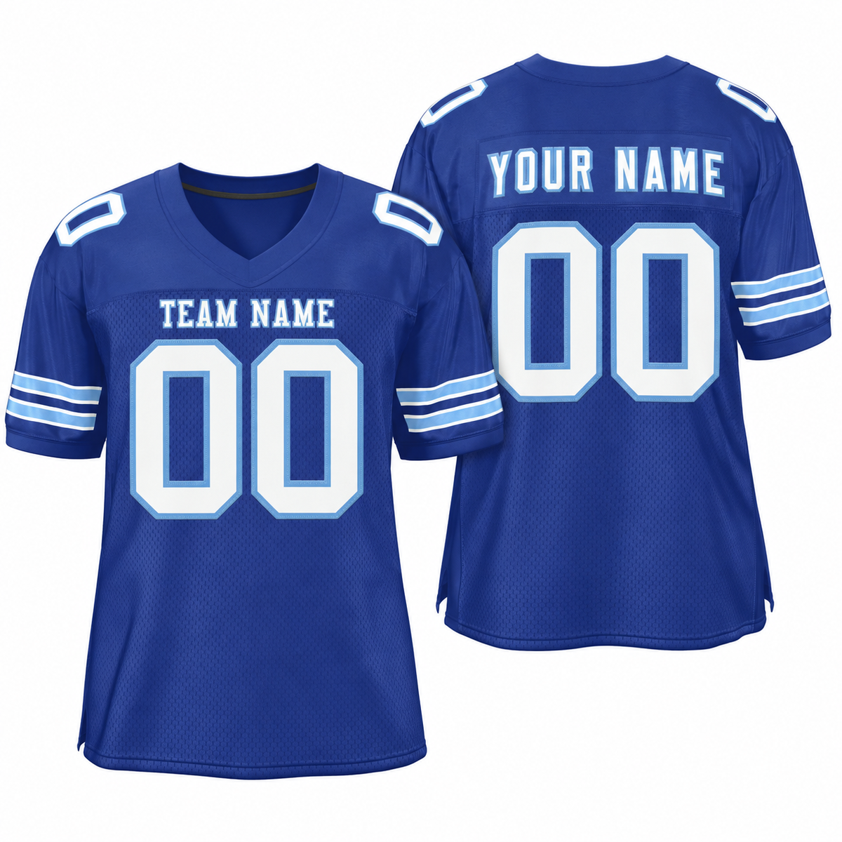 Custom Royal White-Light Blue Classic Style Athletic Football Jersey