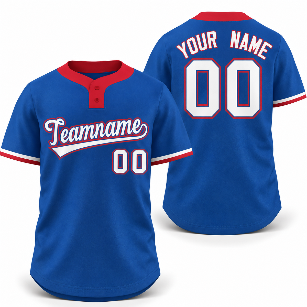 Custom Royal White-Red Classic Style Athletic Two-Button Softball Jersey