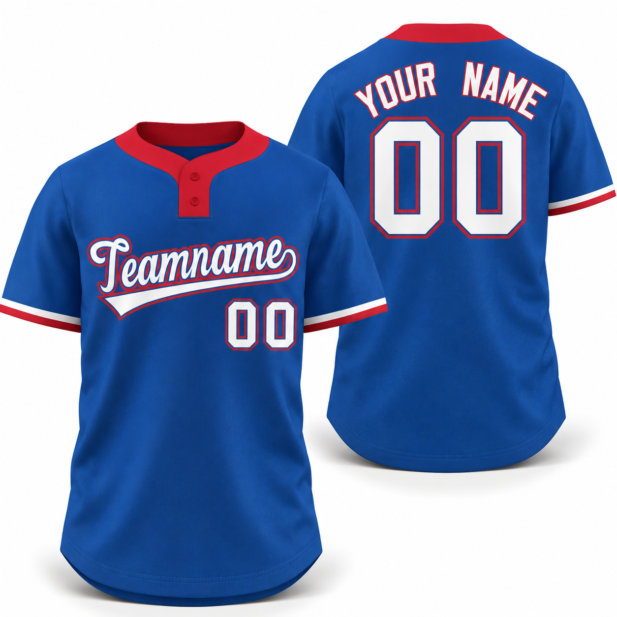 Custom Royal White-Red Classic Style Athletic Two-Button Softball Jersey