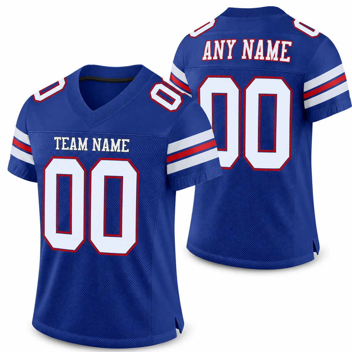 Custom Royal White-Red Classic Style Mesh Athletic Football Jersey