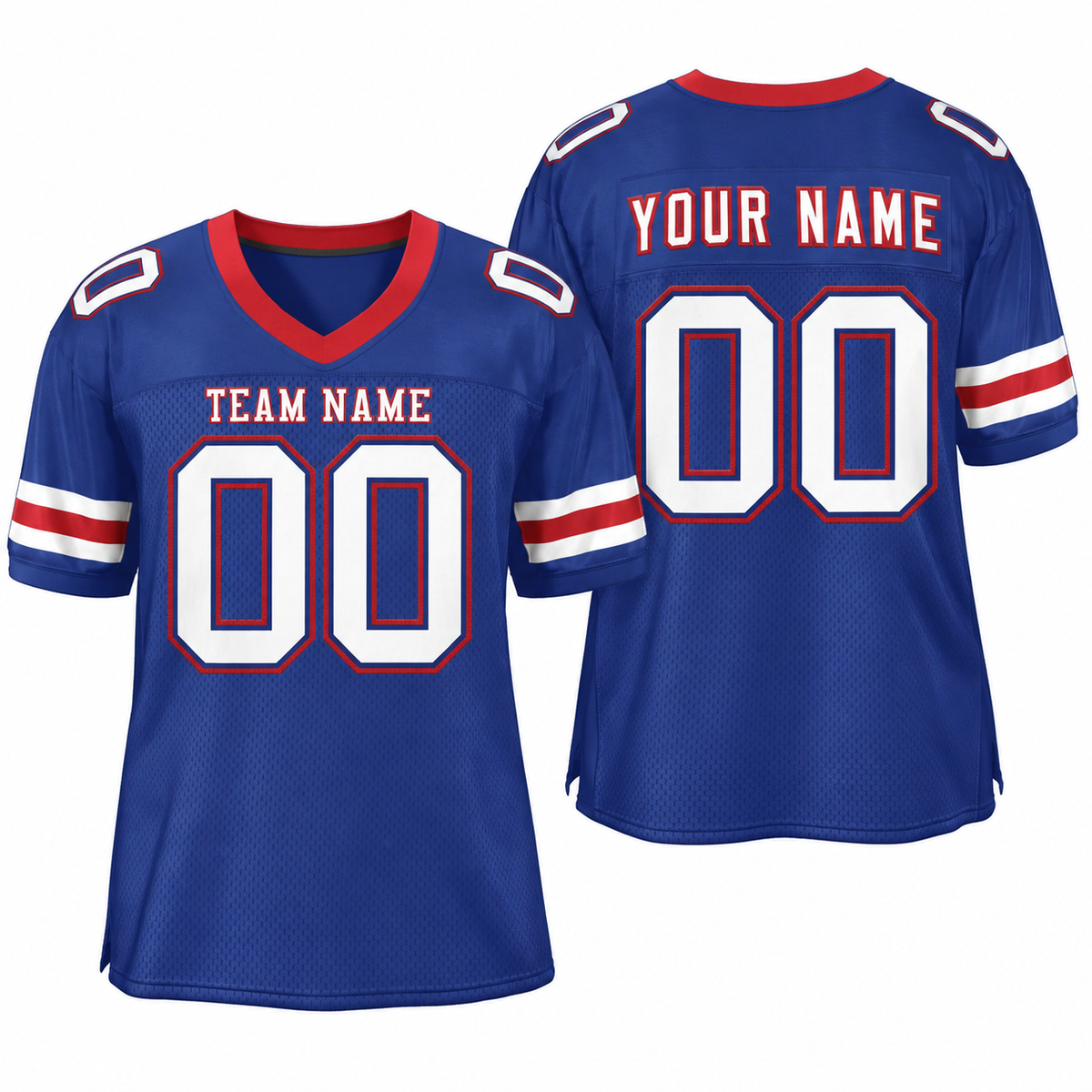 Custom Royal White-Red Classic Style Mesh Athletic Football Jersey
