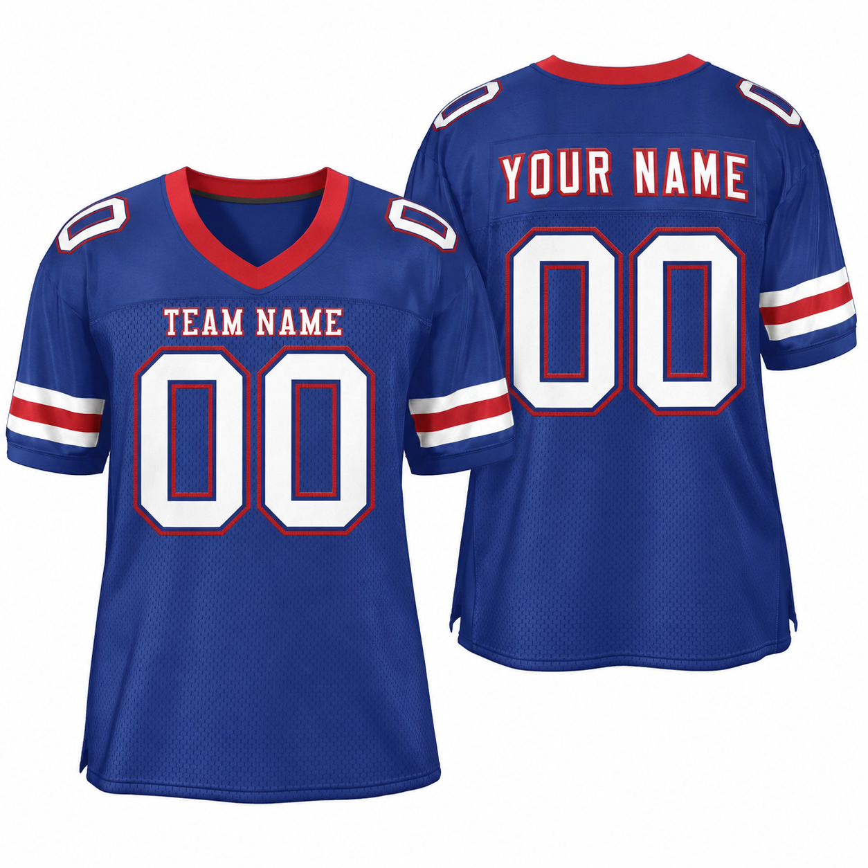 Custom Royal White-Red Classic Style Mesh Athletic Football Jersey