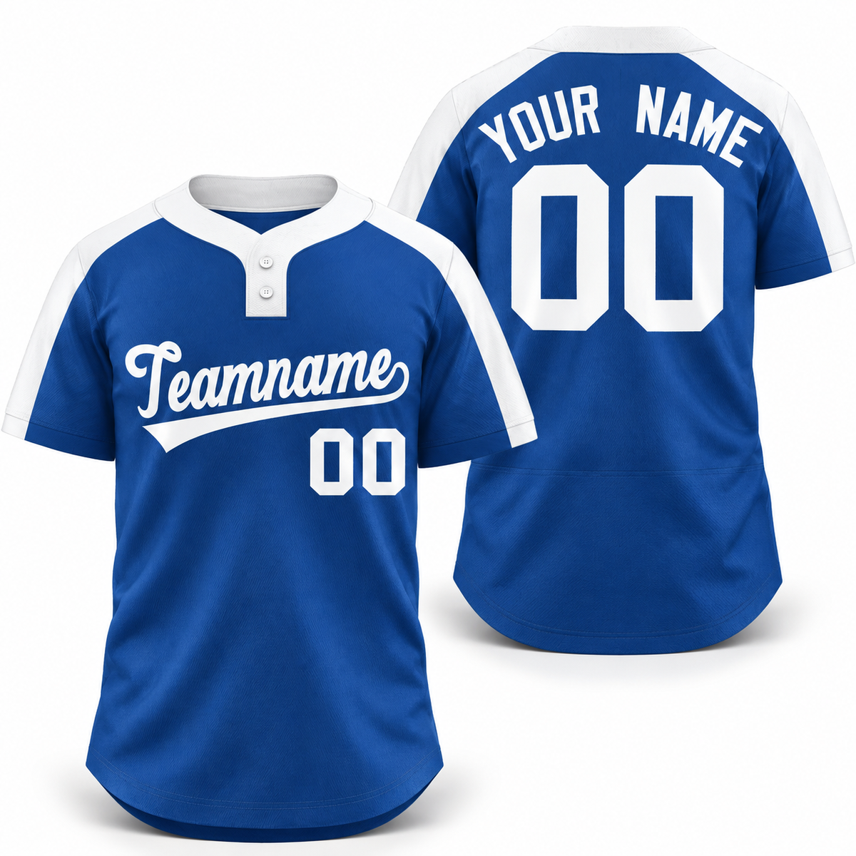 Custom Royal White Classic Style Athletic Two-Button Softball Jersey