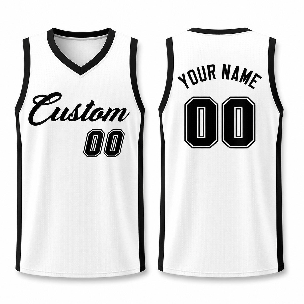 Custom White Black Classic Tops Basketball Jersey