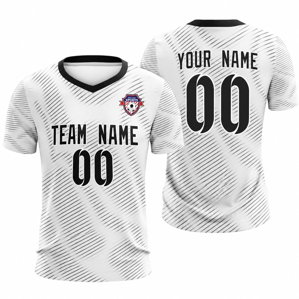 Custom White Black Training Uniform For Men Soccer Sets Jersey
